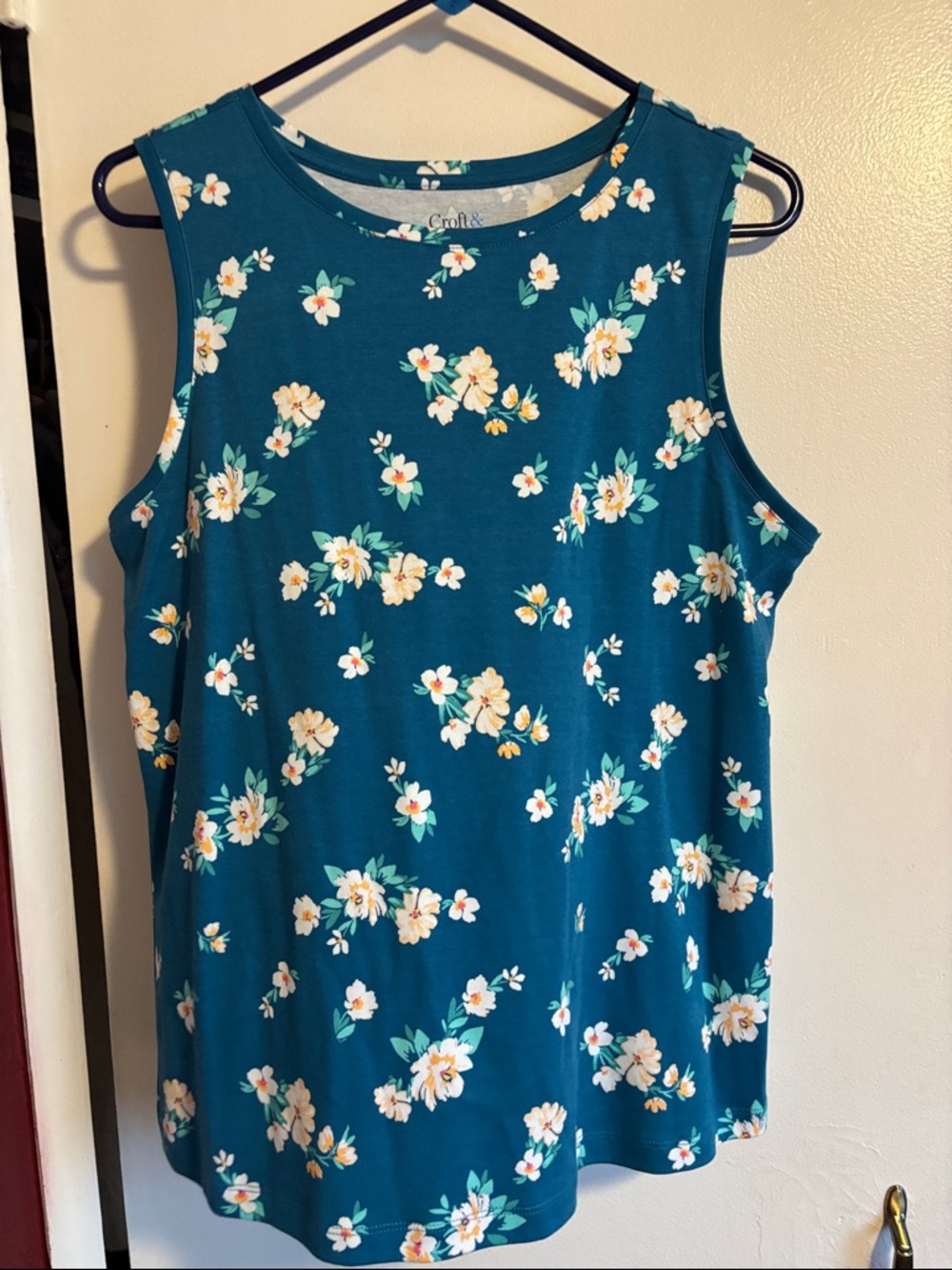 croft & barrow Teal Floral Sleeveless Tank